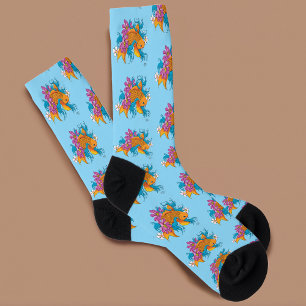Koi Fish Lotus Cherry Blossoms Socks