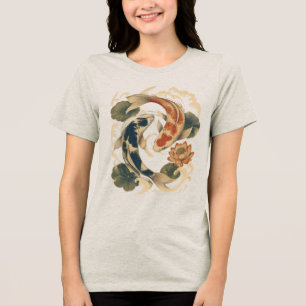 Koi Fish & Lotus Japanese-Inspired Nature T-Shirt Tri-Blend Shirt
