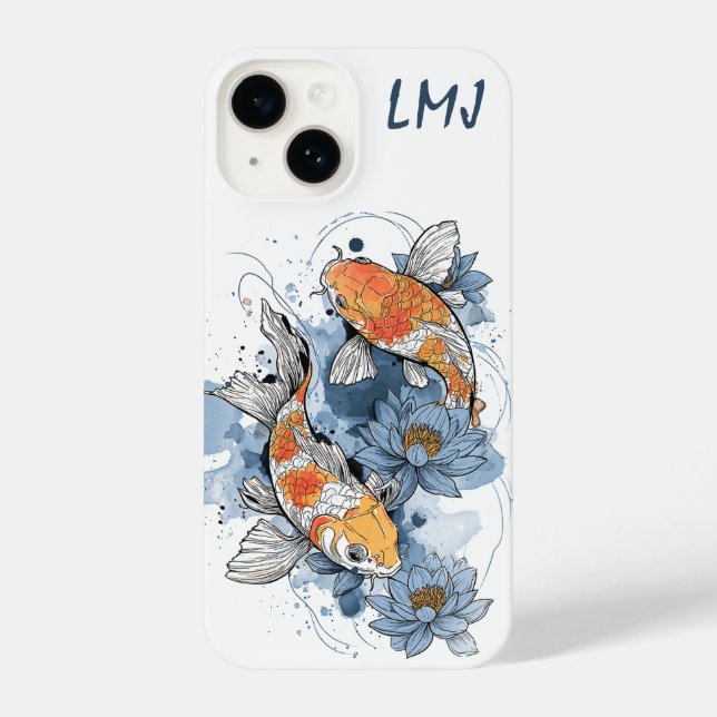 Koi Fish & Lotus Phone Case – Customisable (Back)