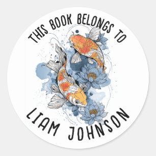 Koi Fish Lotus Sticker   Back-to-School Label