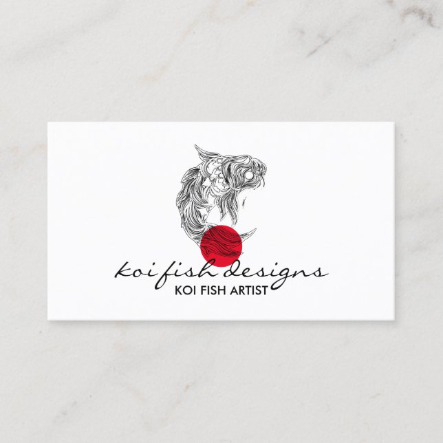 Koi Fish Mandala Red Dot Spiritual Business Card (Front)