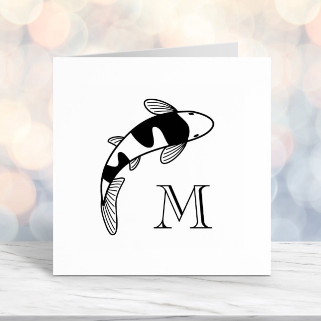 Koi Fish Monogram Initial Self-inking Stamp (Creator Uploaded)