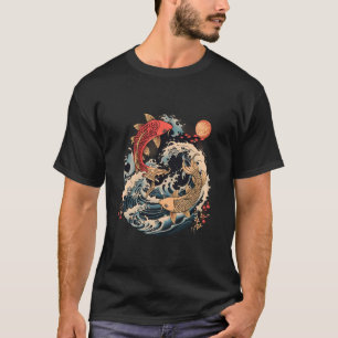 Koi Fish Ocean Japanese Koi Carp Fish Waves Japane T-Shirt