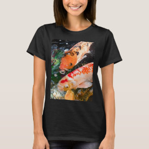 Koi fish on water. Colourful Orange KOI fish in a T-Shirt