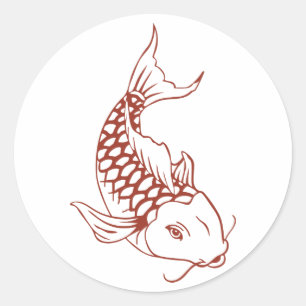 Koi Fish Outline Classic Round Sticker