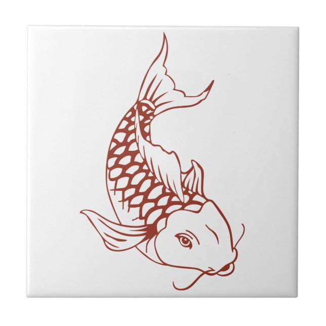 Koi Fish Outline Tile (Front)