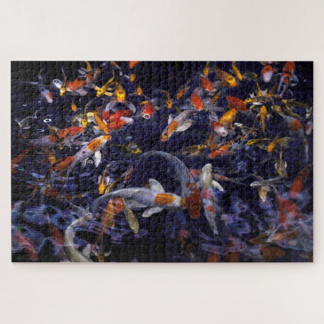 KOI FISH OVER FLOWING JIGSAW PUZZLE (Horizontal)