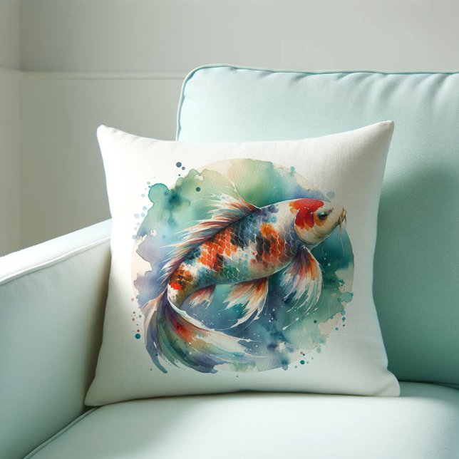 Koi Fish Pillows (Watercolor koi fish throw pillow.)