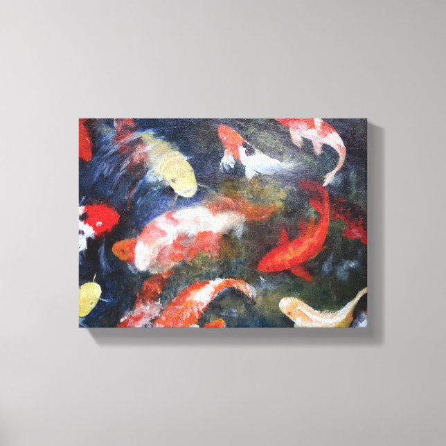 Koi Fish Pond, Abstract, Oil Painting Print (Front)
