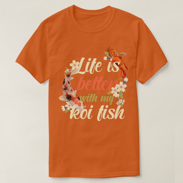 Koi Fish Pond Carp Japan Japanese Art Cherry Bloss T-Shirt (Design Front)