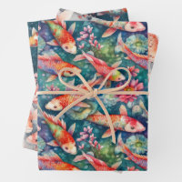 KOI FISH POND GIFT WRAPPING PAPER