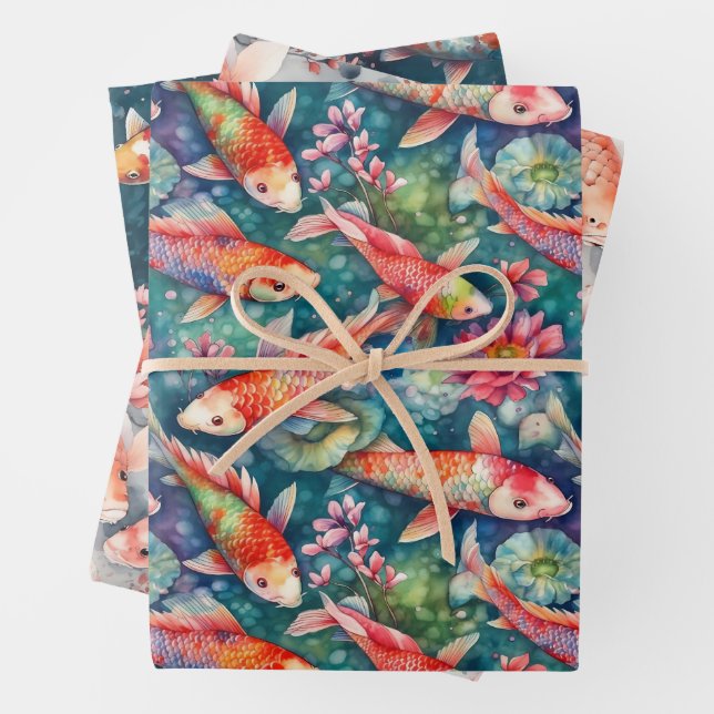 KOI FISH POND GIFT WRAPPING PAPER (In situ)