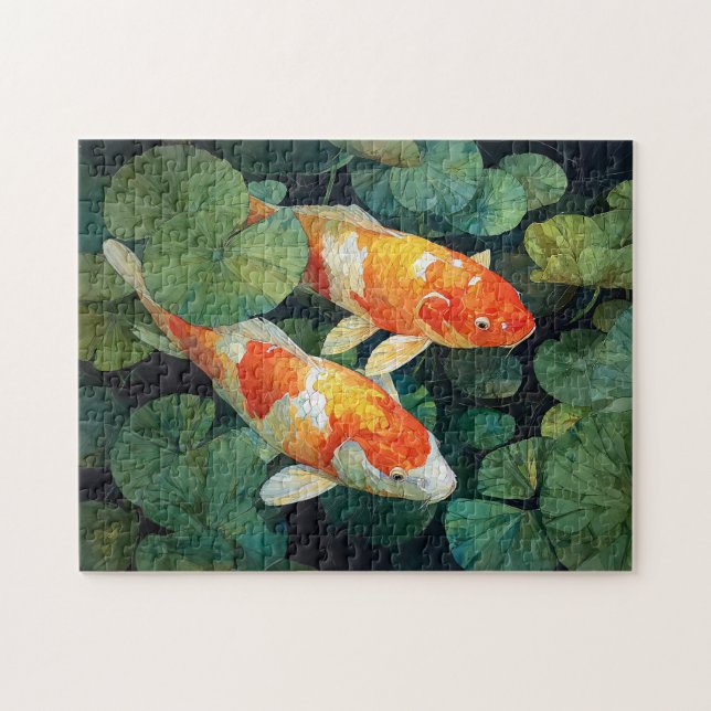 Koi Fish Pond Lily Pads Jigsaw Puzzle (Horizontal)