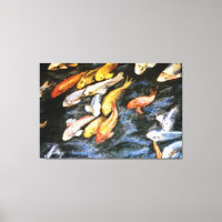 Koi Fish Pond Painting Wrapped Canvas Art Print
