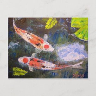 Koi Fish Pond Postcard