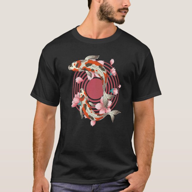 Koi Fish Pond Sakura Nishikigoi Cherry Blossom Koi T-Shirt (Front)
