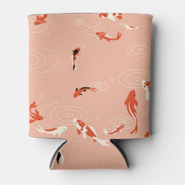 Koi fish pond, seamless pattern. can cooler (Front)