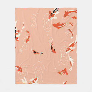 Koi fish pond, seamless pattern. fleece blanket