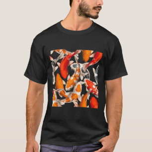 Koi Fish Pond Seamless Pattern Triad Fun Blue T-Shirt