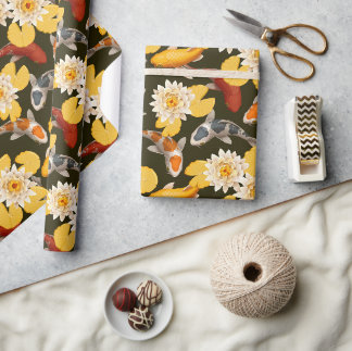 Koi Fish Pond Wrapping Paper