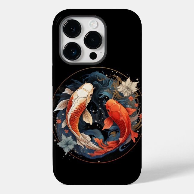 Koi Fish Red White Ying Yang Japanese Water Flow  Case-Mate iPhone Case (Back)