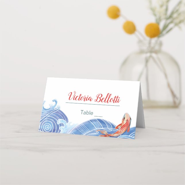 Koi Fish Seating Place Card (Front)
