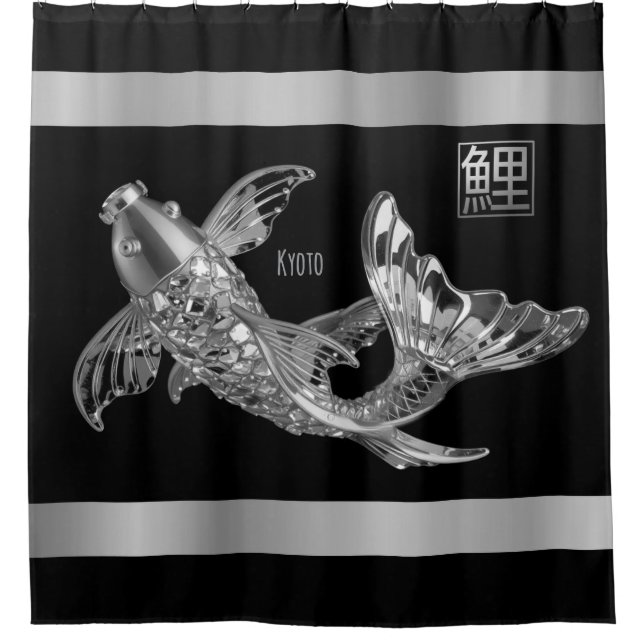 Koi fish - Silver Glass Fish -  Shower Curtain (Front)