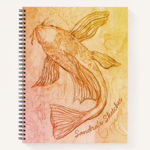 Koi Fish Spiral Sketchbook Option Notebook