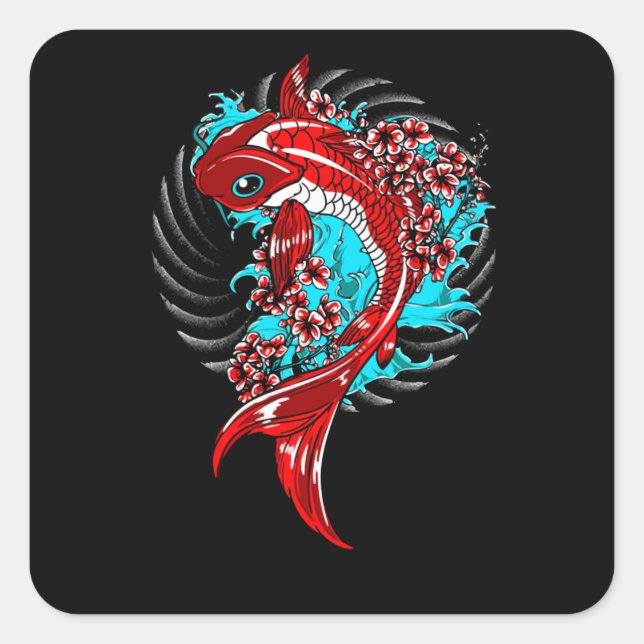 Koi Fish Square Sticker (Front)