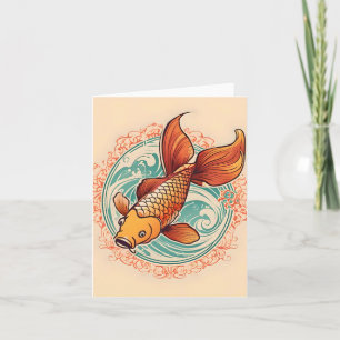 Koi Fish Study A Folded Greeting Card