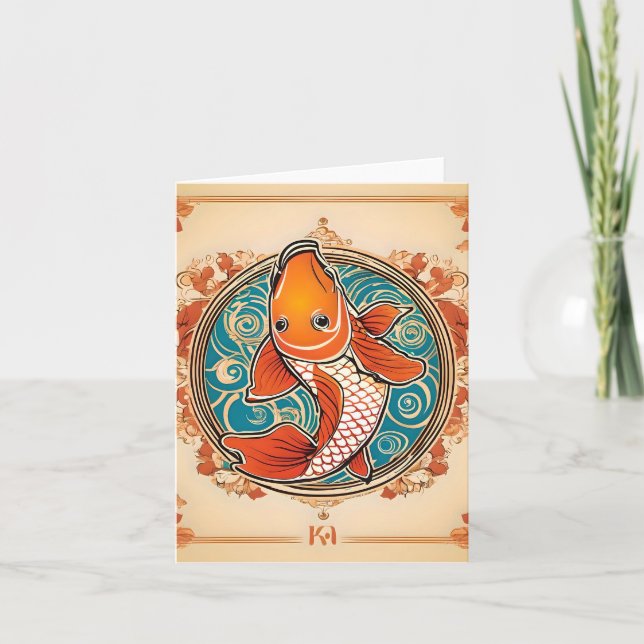 Koi Fish Study B Folded Greeting Card (Front)