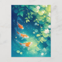 Koi Fish Swimming in Lotus Pond Water Garden