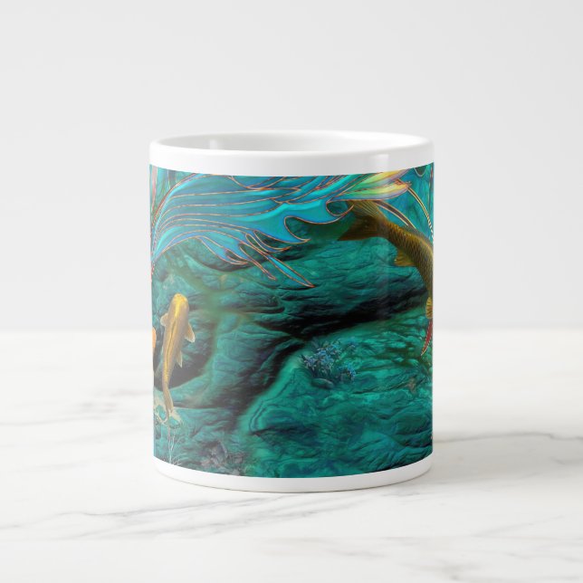 Koi Fish SWIMMING IN PEACE Large Coffee Mug (Front)
