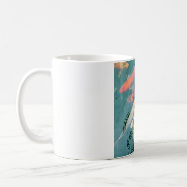 Koi Fish Swimming in Pond Coffee Mug (Left)