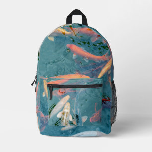 Koi Fish Swimming in Pond Printed Backpack