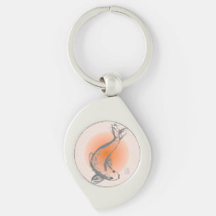 Koi Fish Swirl Metal  Keychain