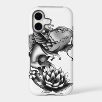 Koi fish tattoo design with lotus and cherry