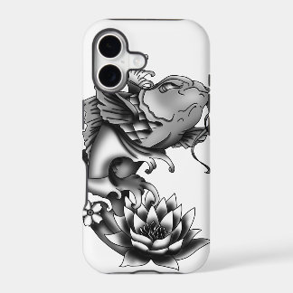 Koi fish tattoo design with lotus and cherry