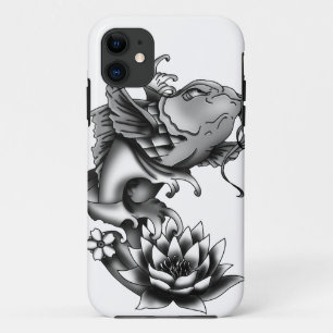 Koi fish tattoo design with lotus and cherry Case-Mate iPhone case