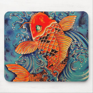 “Koi Fish” Tattoo Style Art Mouse Pad