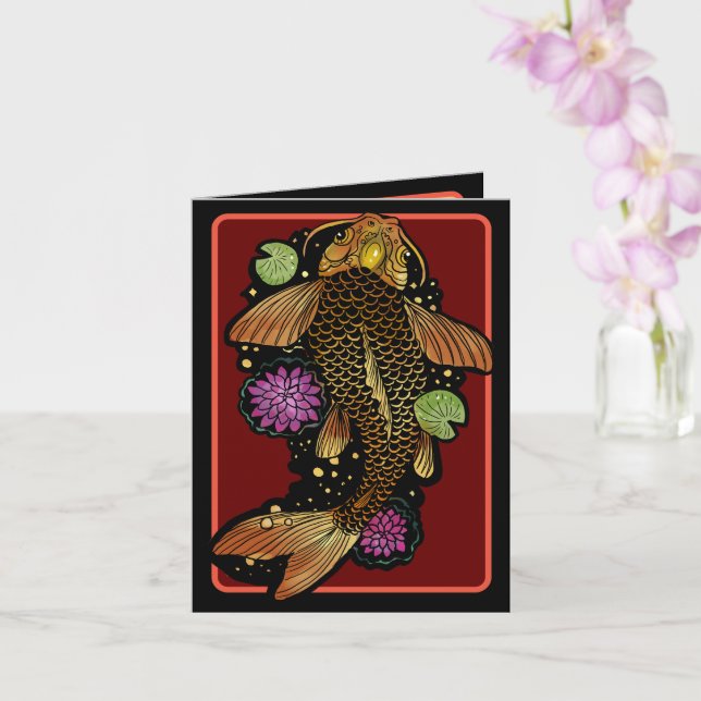 Koi Fish Thank You Card (Orchid)