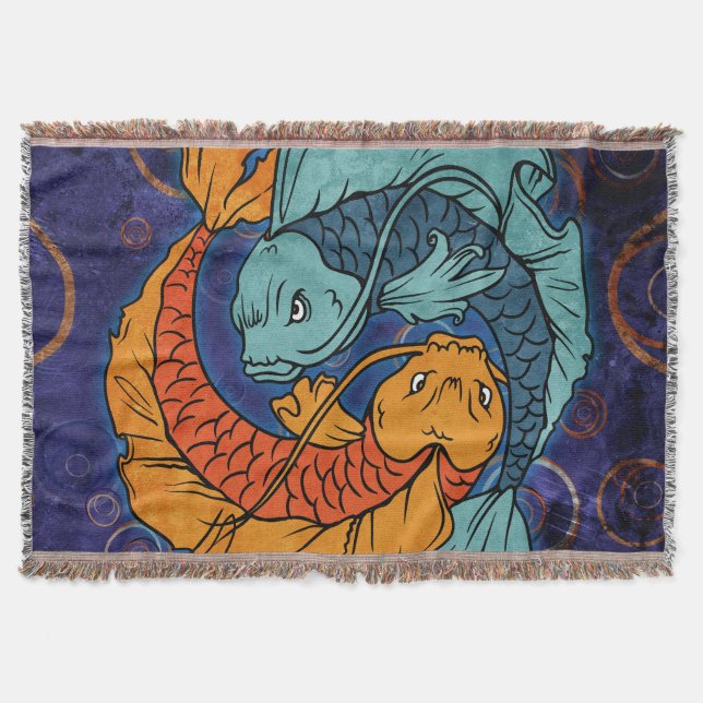 Koi Fish Throw Blanket (Front)