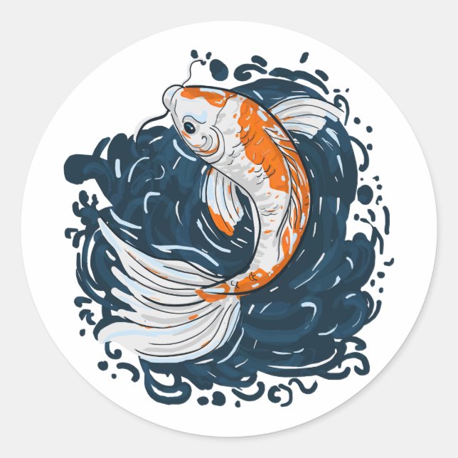 Koi Fish water bending master Classic Round Sticker (Front)