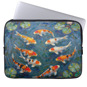 Koi Fish Water Lilies Impressionist Pond Laptop Sleeve