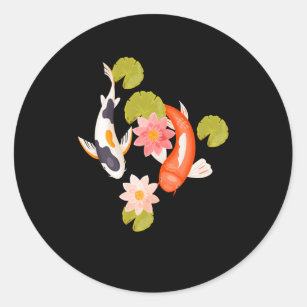 Koi Fish Water Lily Japanese Carp Fishfarming Classic Round Sticker