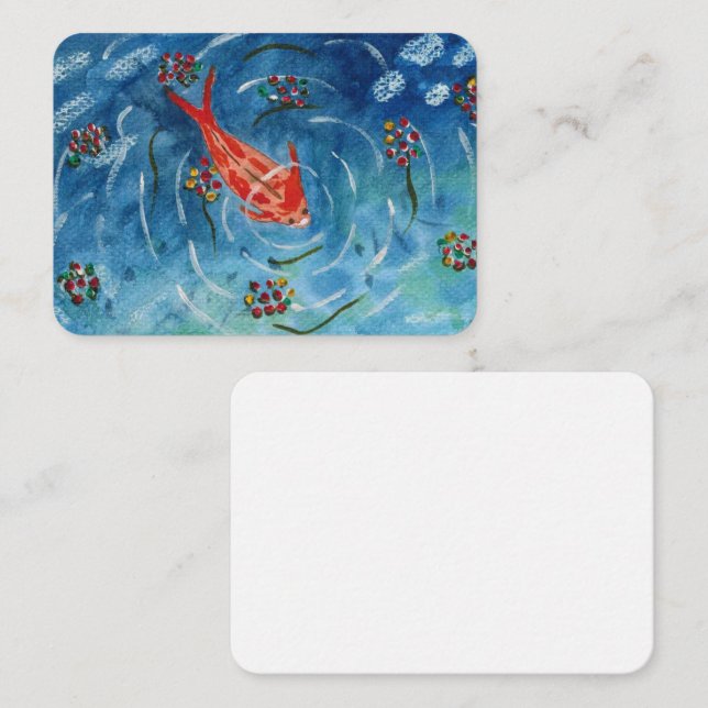 Koi Fish Watercolor Blank Greeting Card (Front/Back)