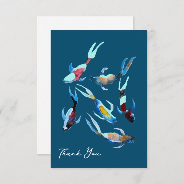 Koi Fish watercolor Card (Front/Back)
