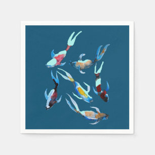 koi Fish watercolor Japanese art Napkin