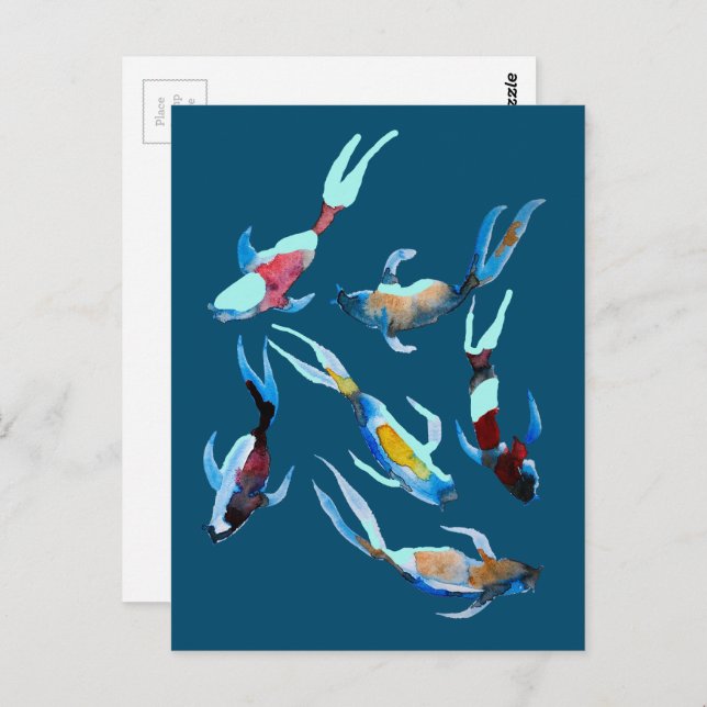 Koi Fish watercolor Postcard (Front/Back)