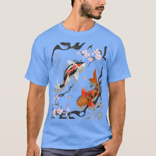 Koi Fish with Cherry Blossom Sakura Flower Japanes T-Shirt